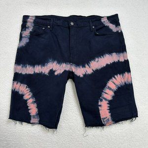 Levi's 511 Men's Tie Dye Cut Off Denim Shorts Size 40 Blue Pink Fray Hem EUC